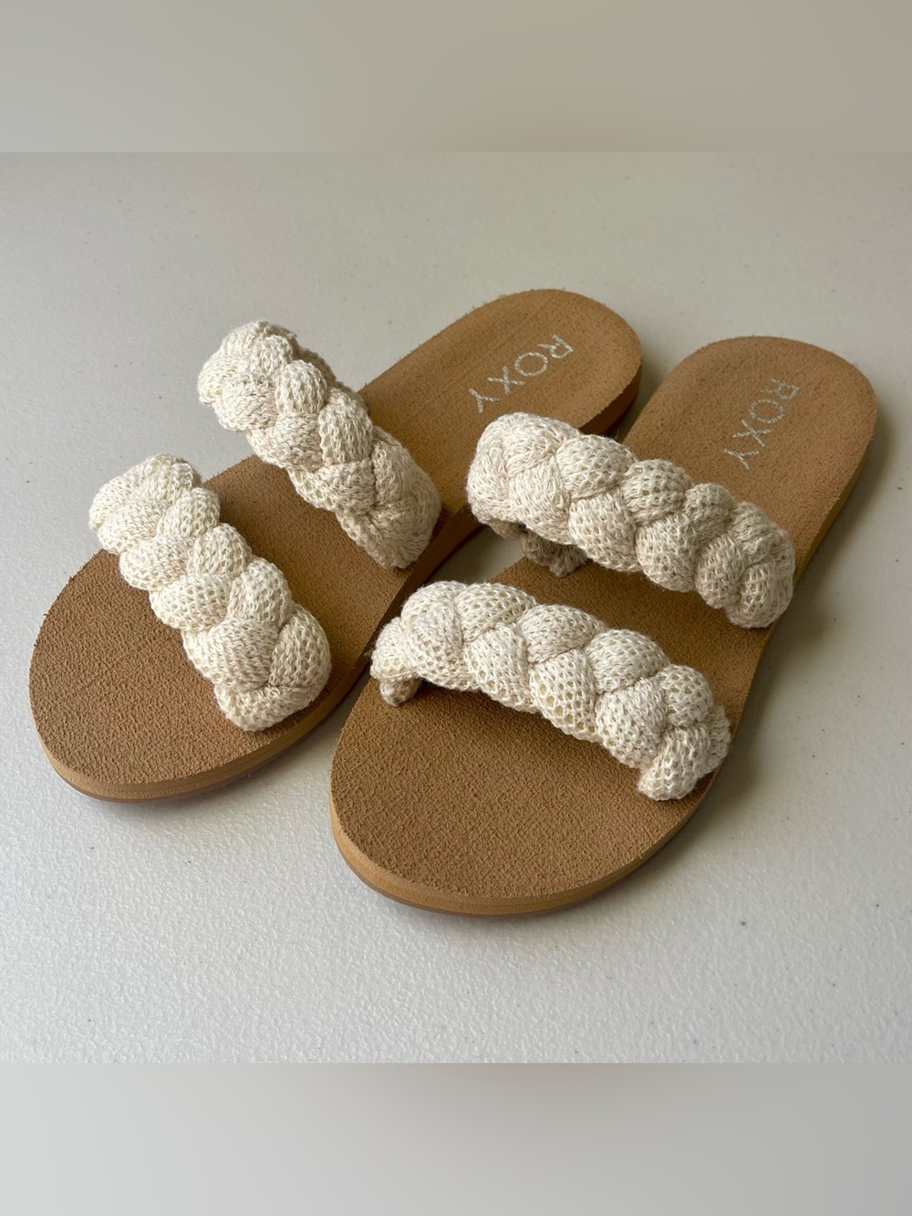 ROXY Braided Sandals Womens 7 Natural NWOT